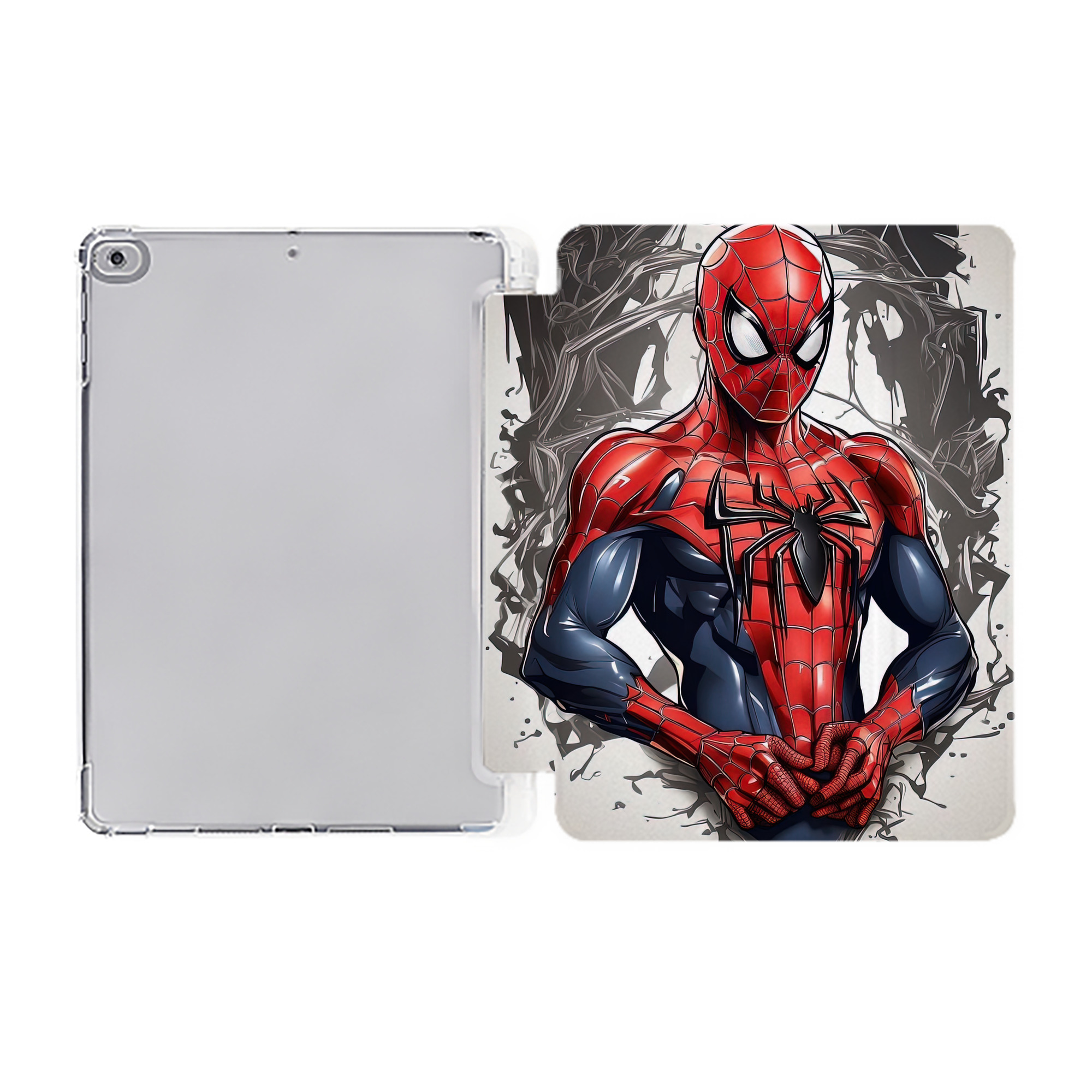 （画像用） Spider Man スパイダーマン IPad ケース ペン収納付き 三つ折りスタンド PUレザー×シリコン 対応機種9.5/10.5/10.9インチ